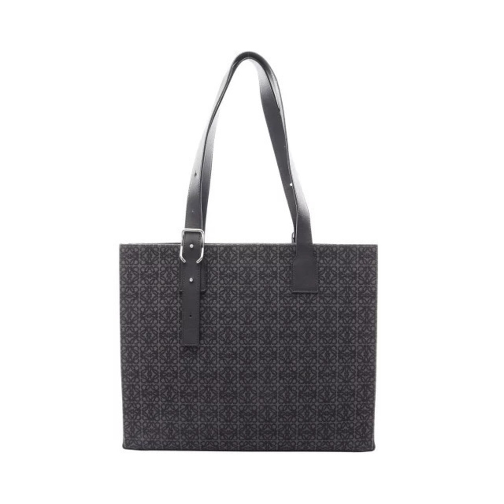 Loewe Buckle Horizontal Anagram Tote Bag Canvas Leather Black Gray